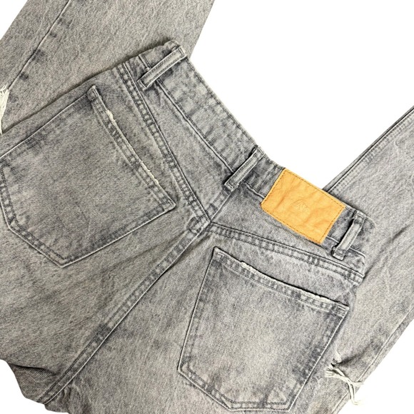 Zara High Waisted Distressed Straight Leg Jeans Grey Acid Wash Size 2 - Picture 3 of 5